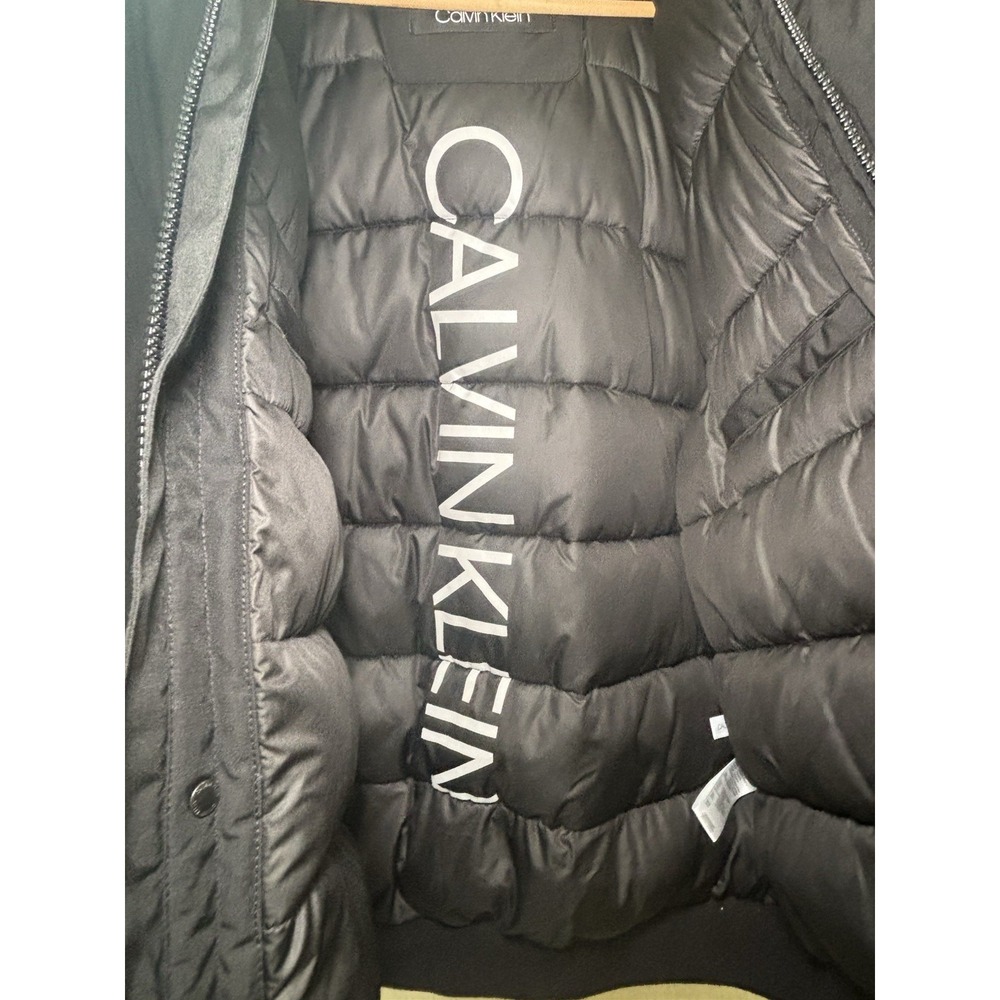 Calvin Klein Mens 2XL Black Hooded Insulated Utility Jacket Faux Shearling Coat - Picture 10 of 13